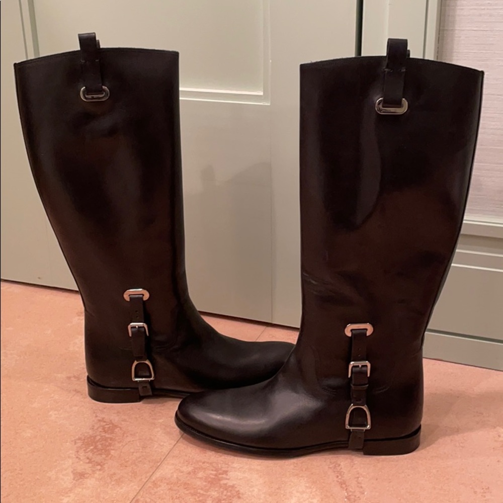 Ralph Lauren Leather Riding Boots Purple Label